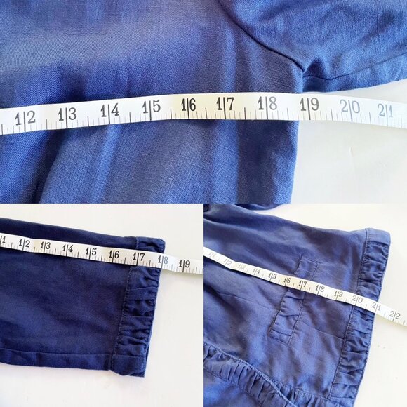 Chico’s Linen Ruffle Jacket Navy Blue Snap Front Cardigan Women’s Size O=Small - Picture 5 of 6